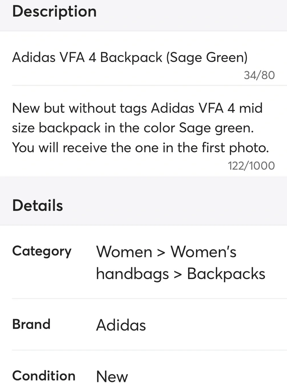 Adidas VFA 4 Mid Size Backpack